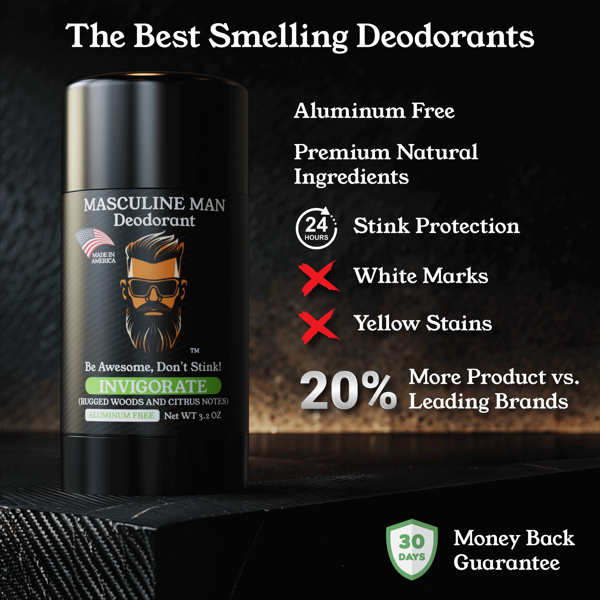 About All Natural Aluminum-Free INVIGORATE Deodorant by Masculine Man Essentials