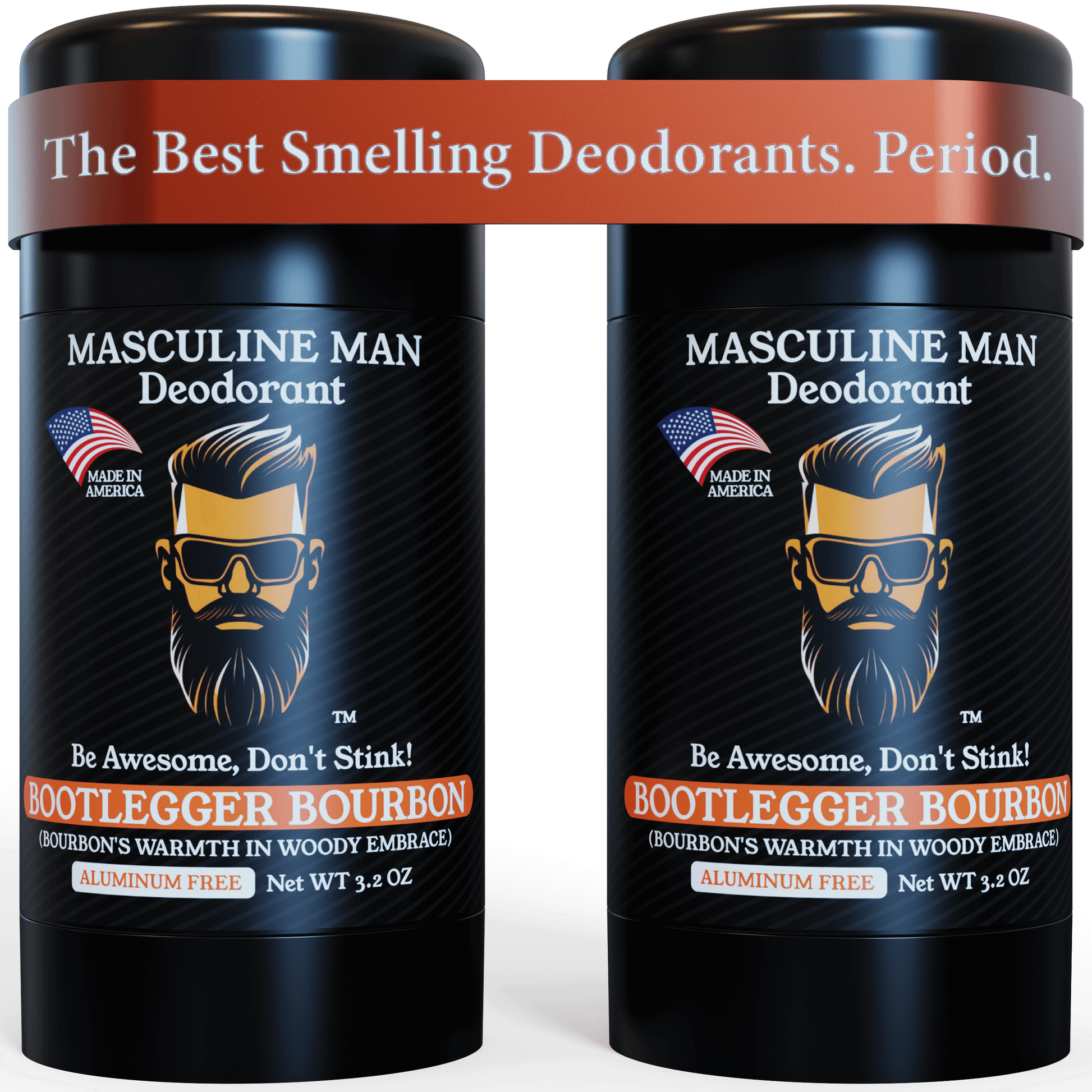 Front view of All Natural Aluminum-Free BOOTLEGGER BOURBON Deodorant by Masculine Man Essentials