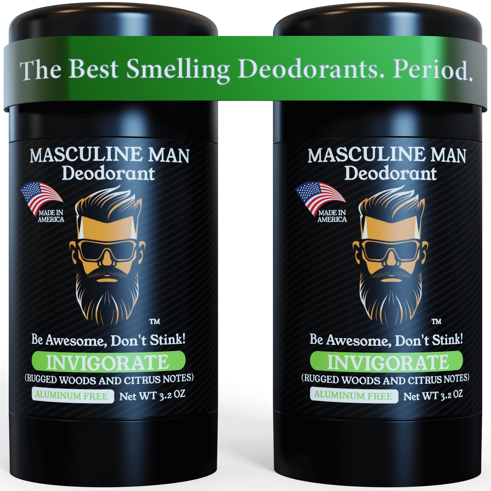 Front view of All Natural Aluminum-Free INVIGORATE Deodorant by Masculine Man Essentials