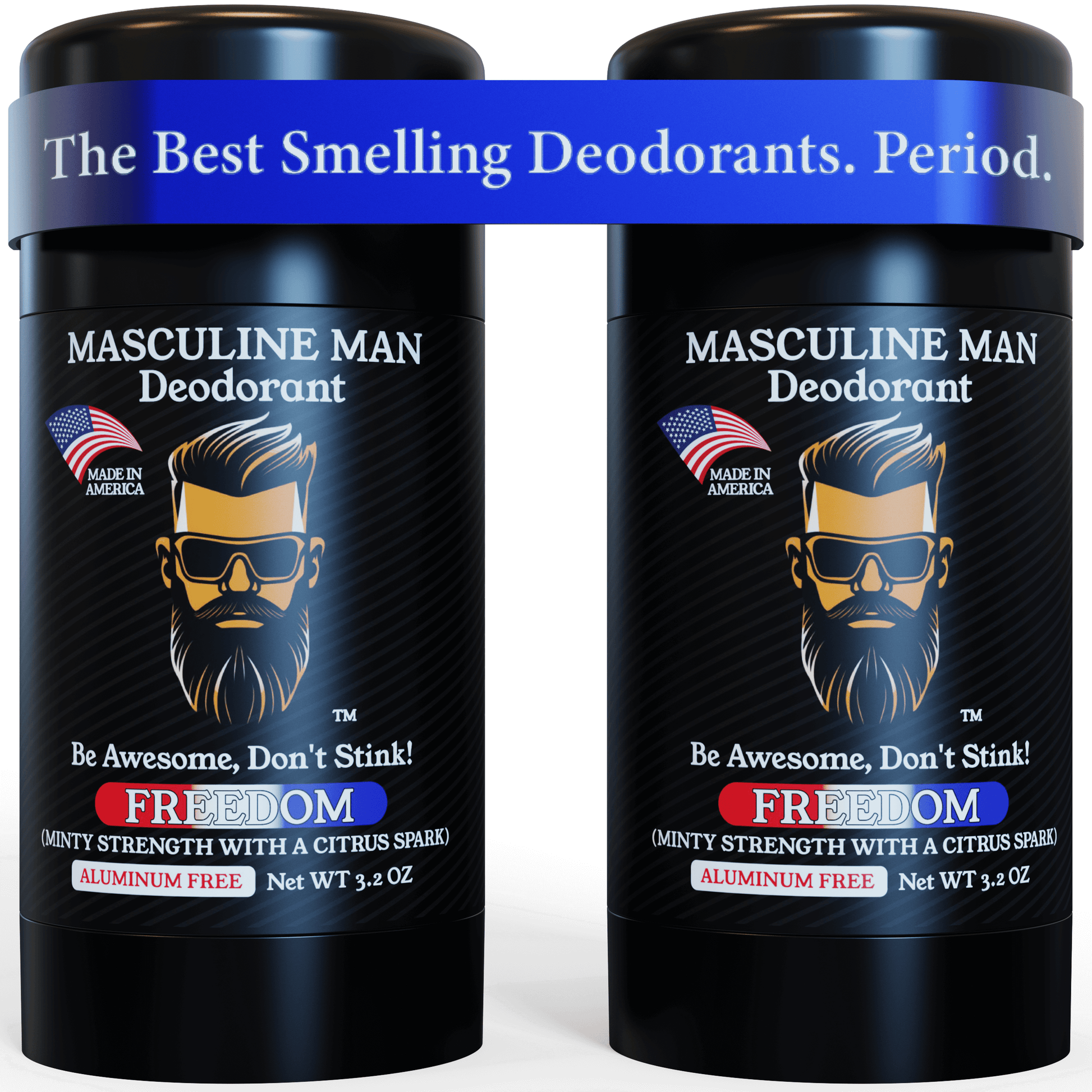 Front view of All Natural Aluminum-Free FREEDOM Deodorant by Masculine Man Essentials