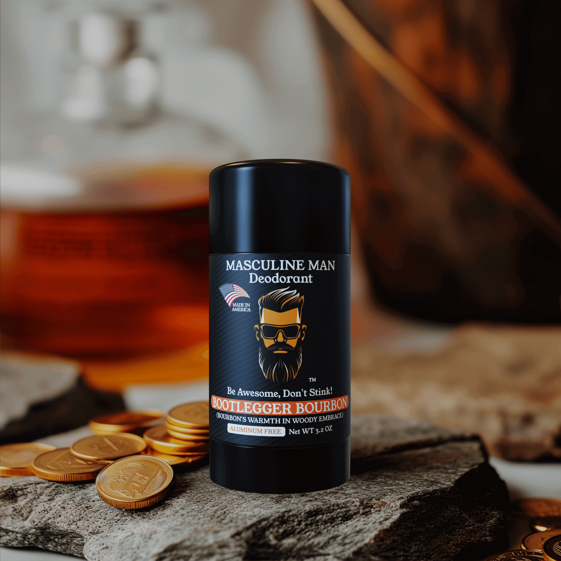 Made In USA All Natural Aluminum-Free BOOTLEGGER BOURBON Deodorant by Masculine Man Essentials