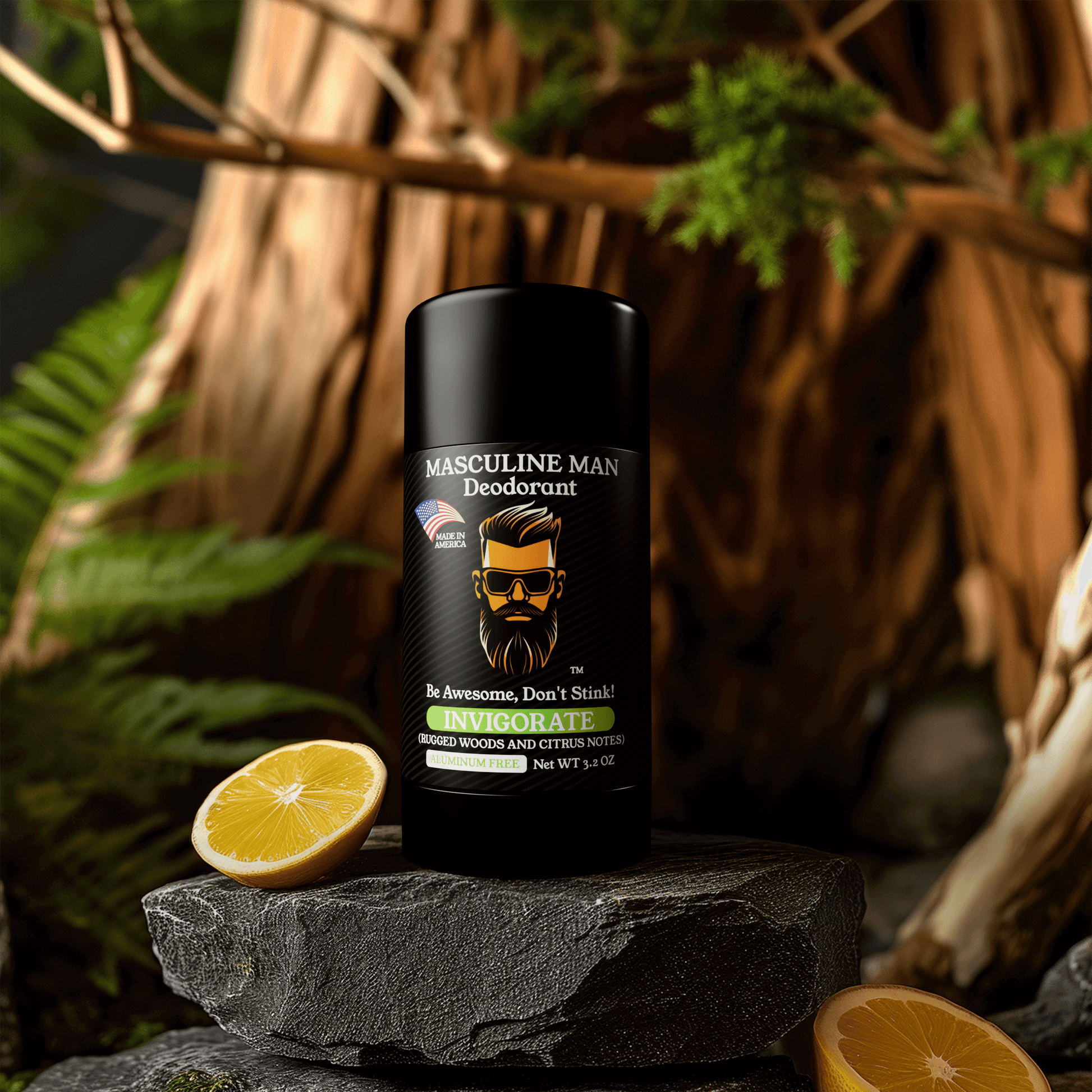 Made In USA All Natural Aluminum-Free INVIGORATE Deodorant by Masculine Man Essentials